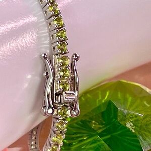 2CT PERIDOT Tennis Bracelet. 14k over Silver 925 6.5" and 6.75"